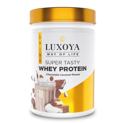 LUXOYA - SUPER TASTY WHEY PROTEIN - PRÉMIUM FEHÉRJE ITALPOR 450 g PET - Csokoládé-kókusz ízű