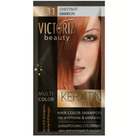   VICTORIA Keratin Therapy Hajszínező Sampon 40ml –; Gesztenyebarna