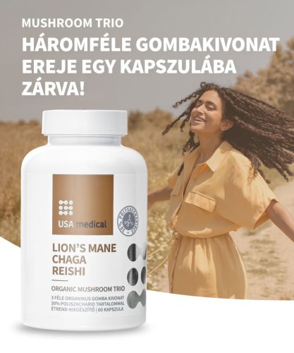 Usa medical Gomba-trió kapszula – Reishi, Chaga és Lion’s Mane 60 db