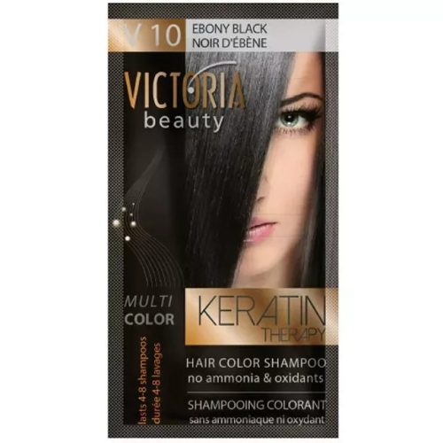 VICTORIA Keratin Therapy Hajszínező Sampon 40ml -  Ébenfekete
