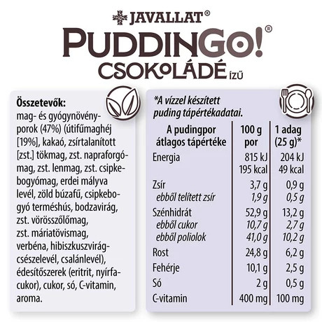 PuddinGo!® Csokoládé ízű instant pudingpor 300 g 
