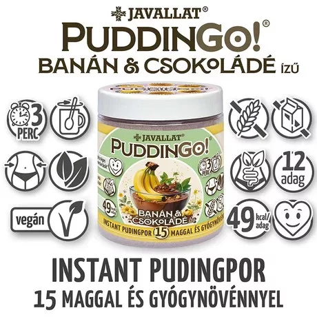 PuddinGo!® Banán és csokoládé ízű instant pudingpor 300 g 